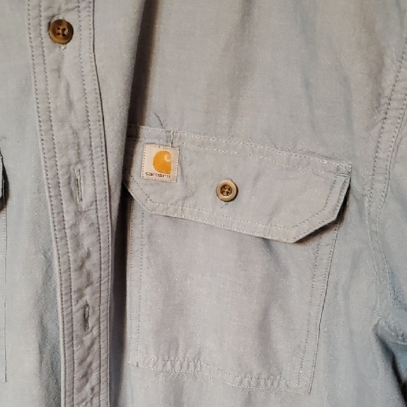 Carhartt Blue Casual Button Down Shirt Short Sleeve - Picture 4 of 10